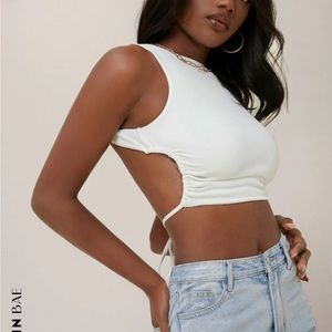 White backless crop top